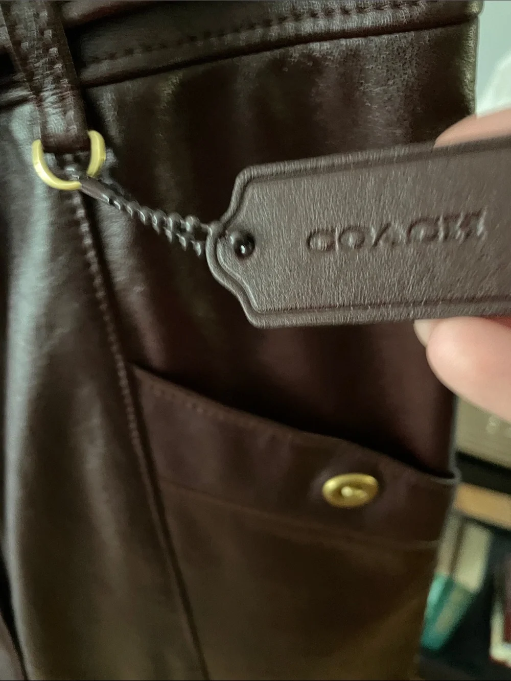 Coach Dark Brown Leather Skirt with Gold-Tone Hardware
